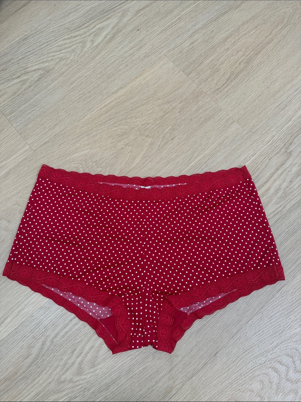 Maidenform Polka Dot Lace Trim Boyshort Panty XL